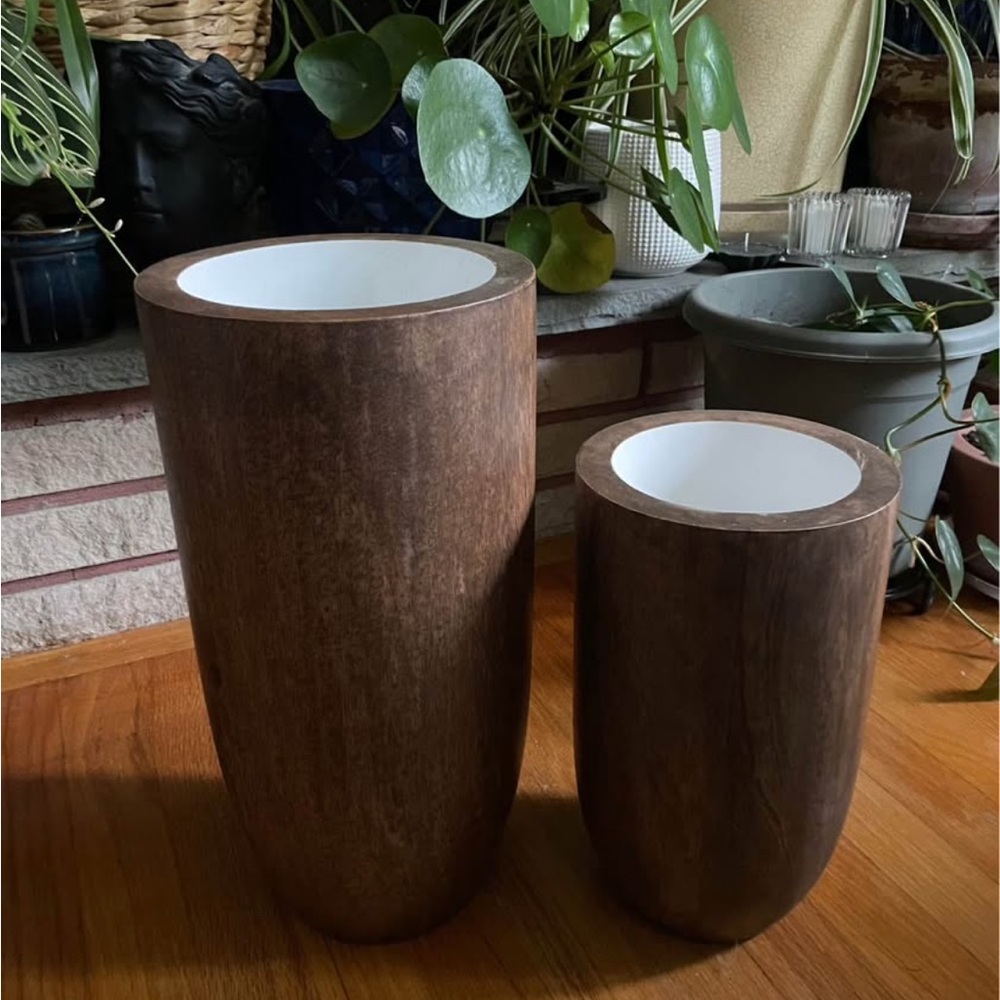 Ethan Allen wooden vases pair